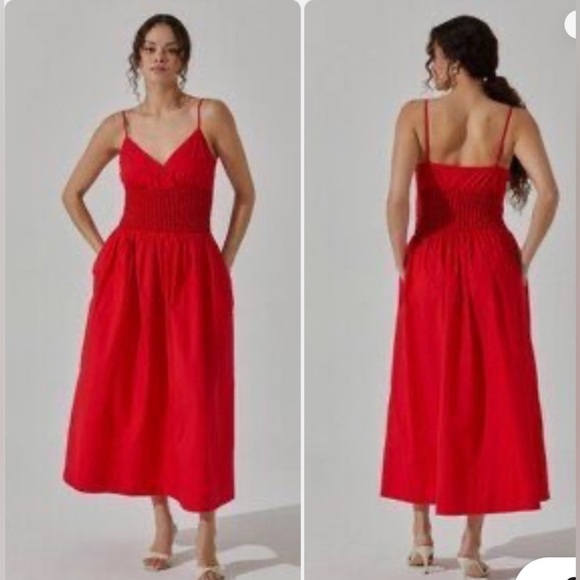 Astr Red Spaghetti Strap Sundress for Weddings - Picture 4 of 11